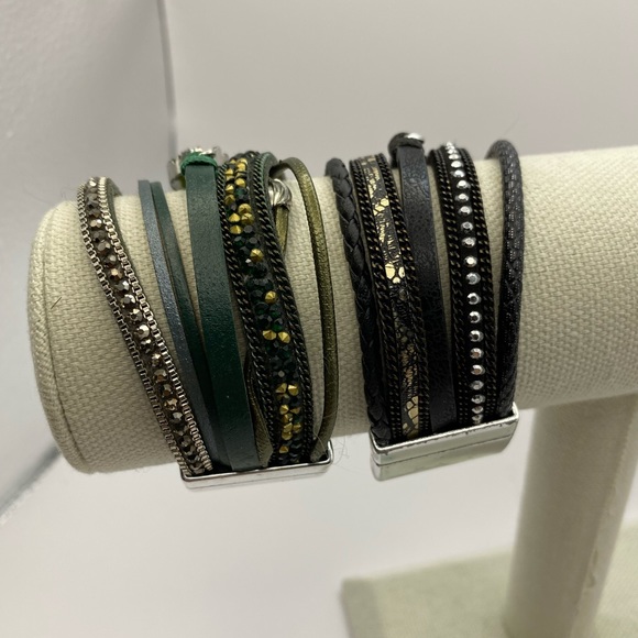 Set of 2 Wrap Leather Bracelets - Picture 3 of 8
